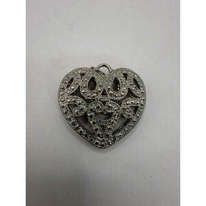 Vintage Silver Tone Openwork Heart Pendant – Romantic Statement Jewelry